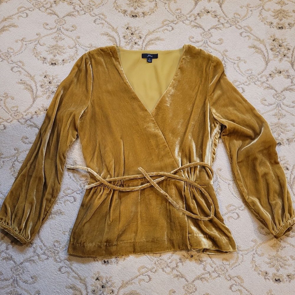 JCrew Gold velvet 2 piece set